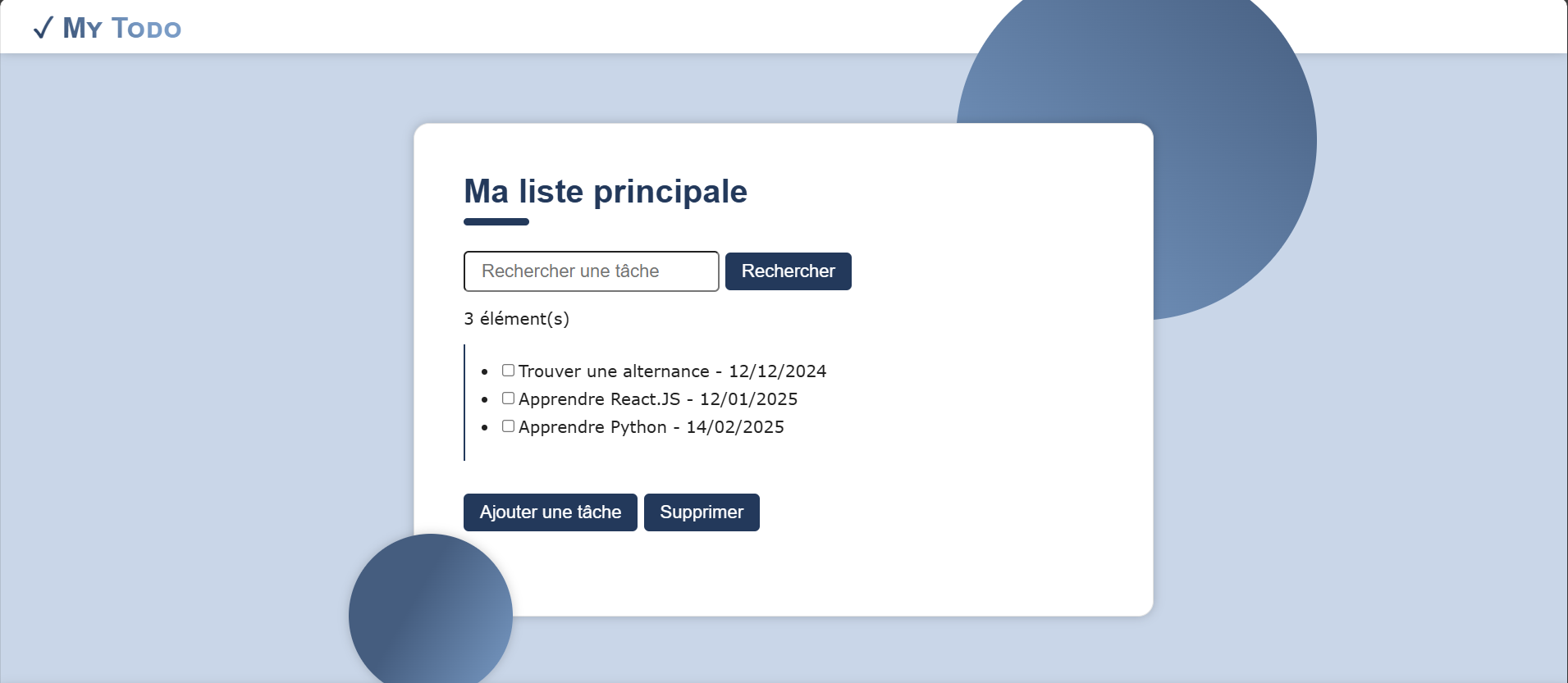 Application Todo List en JavaScript